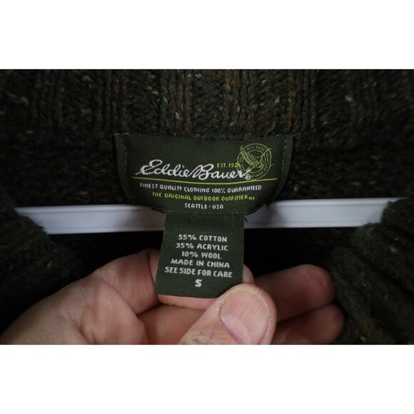 Vintage Eddie Bauer Mens Small Wool Blend Rainbow Fleck Knit Henley Sweater - Picture 6 of 11